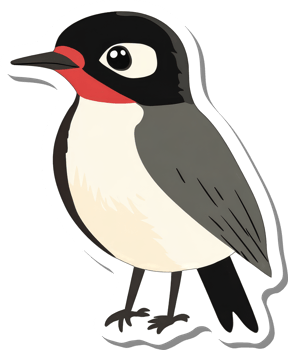 A Cartoon Bird with Black Head and Red Chin png