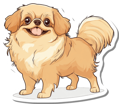 Adorable Golden Pekingese Dog Cartoon Illustration png