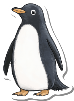 Adorable Penguin Sticker Illustration Winter Bird png