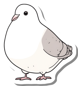 A Cartoon Drawing Of A Plump White Pigeon png
