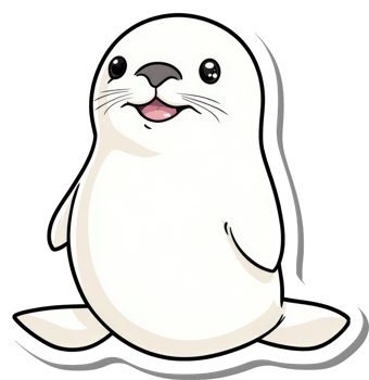 Adorable Cartoon Seal Happy White Animal png