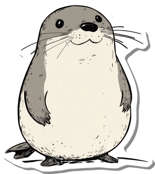 Adorable Chubby Seal Cartoon Illustration png