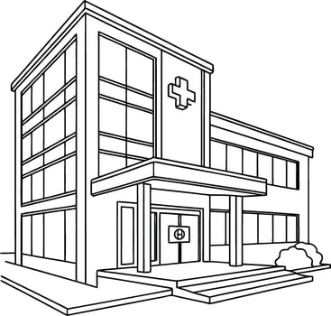 Hospital Building Line Art vector