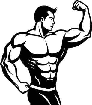 Flexing Muscle Bodybuilder Logo vector