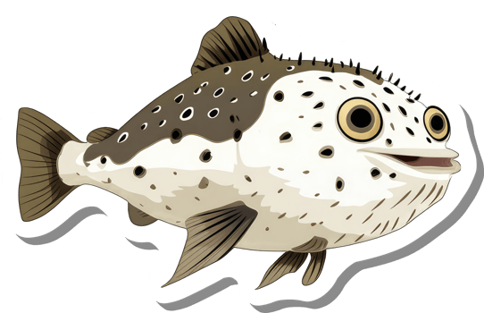 A Spotted Fish With Large Eyes Swims Happily png
