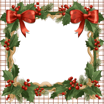 Christmas frame with holly, berries, and bows png
