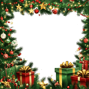 Christmas frame with gifts and ornaments png