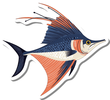 Stylized Sailfish Illustration Aquatic Creature Design png