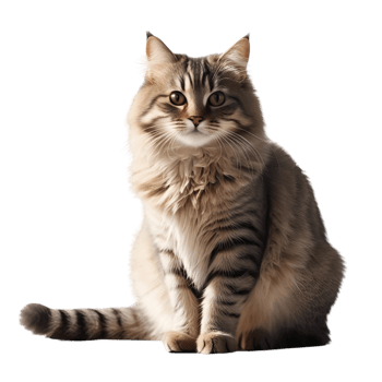 Fluffy Cat Portrait on transparant Background png