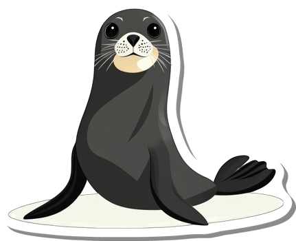 Adorable Cartoon Seal Posing On White Background png