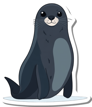 Adorable Cartoon Seal Sitting on Ice png