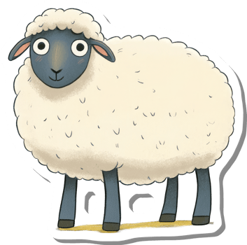 A Cute Cartoon Sheep with Fluffy White Wool png