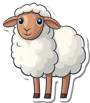 Adorable Cartoon Sheep Standing in a Friendly Pose png