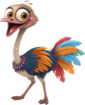 Cute Fluffy Ostrich Clipart for Social Media Graphics. . png