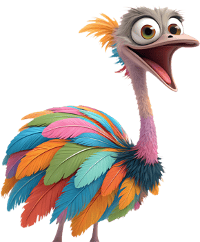 Cute Ostrich Cartoon Illustration for Kids Party Invitations. . png
