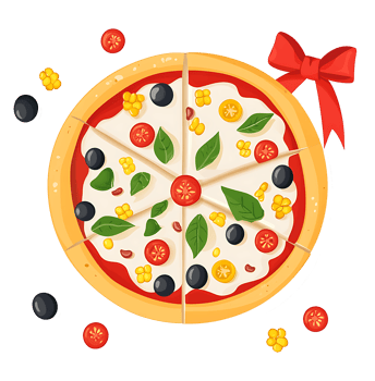 A delicious pizza with various toppings, perfect for a menu or advertisement. png