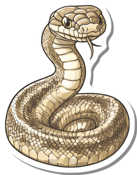 A Tan Cobra Snake Coiled in a Defensive Posture png