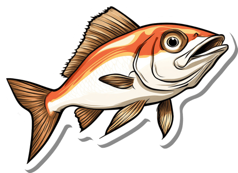 Vibrant Red Fish Illustration Aquatic Animal Art png