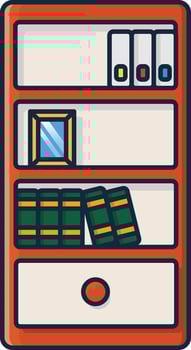 Illustration of a Colorful Bookshelf with Decor vector