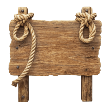 Rustic Wooden Sign with Rope Knots png