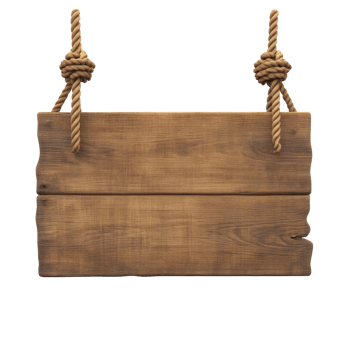 Rustic Wooden Sign Hanging From Rope Knots png