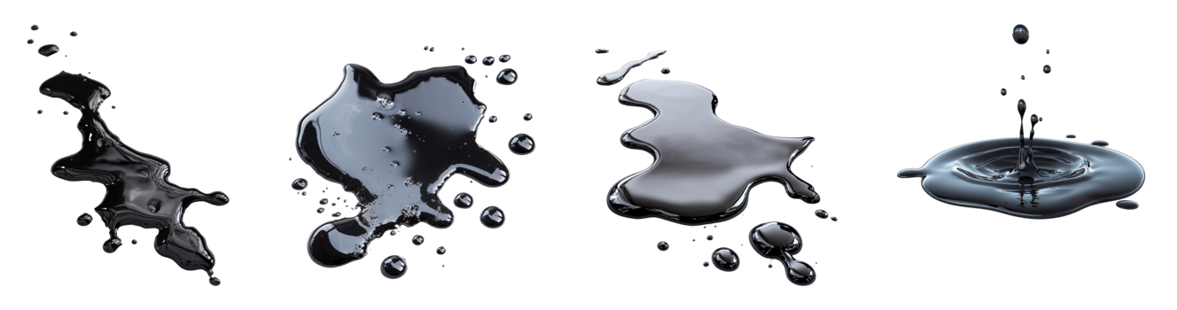 Dark Liquid Splashes and Droplets on Black Background png