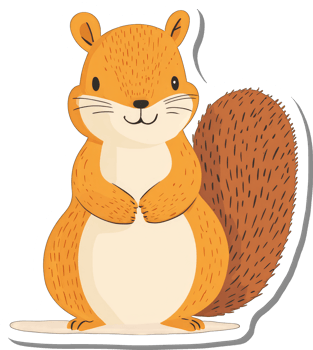 An Adorable Cartoon Squirrel Stands Happily png
