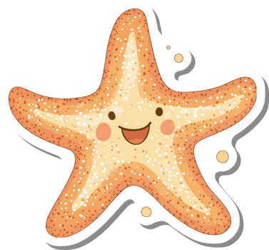Happy Smiling Starfish Cartoon Sticker Design png