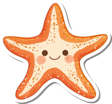 Happy Orange Starfish Sticker Design Illustration png