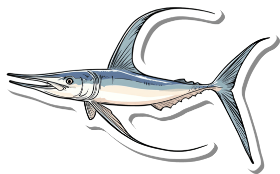 Illustration of a graceful sailfish swimming in the ocean png