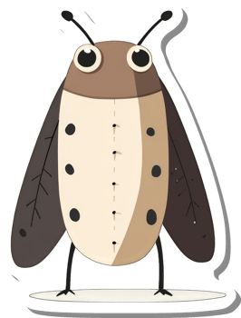 Adorable Cartoon Insect With Large Eyes And Brown Wings png