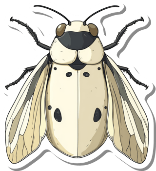 Illustrated Cream Colored Insect With Dark Markings png