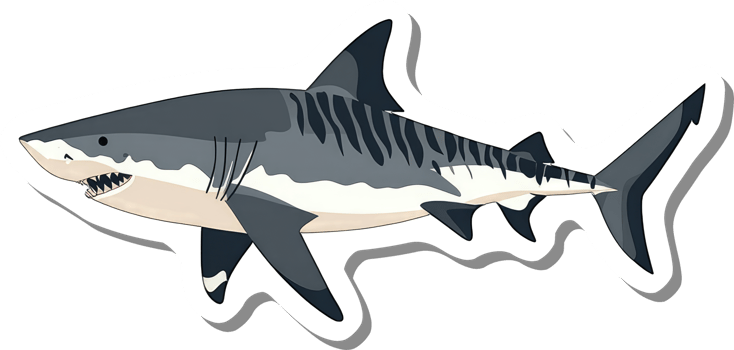 Tiger Shark Illustration Showing Detailed Features png