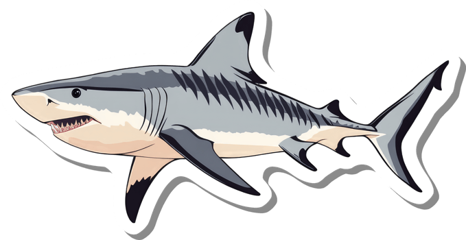 A stylized illustration of a great tiger shark png