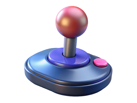 Retro Gaming Joystick 3D Render, Vintage Controller, 80s Style, Purple, Pink, Button, Arcade, Gamepa png