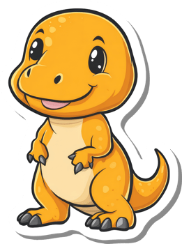 Adorable Orange Baby Dinosaur Cartoon Character png