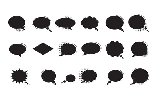 Monochrome Dialogue Shapes for Artistic Messaging Applications vector