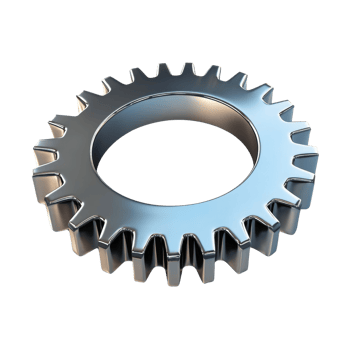 A Shiny Metal Gear Isolated on Black Background png