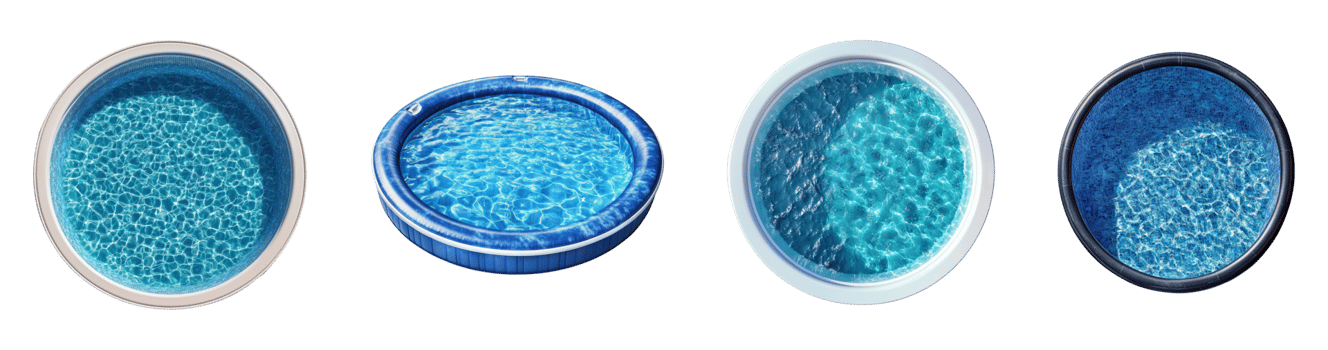 Aerial View Of Four Different Blue Hot Tubs png