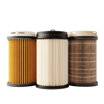 Three cylindrical fuel filters displayed together png