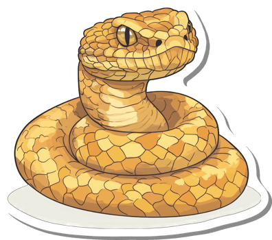 Coiled Yellow Snake with Intense Gaze Awaits png
