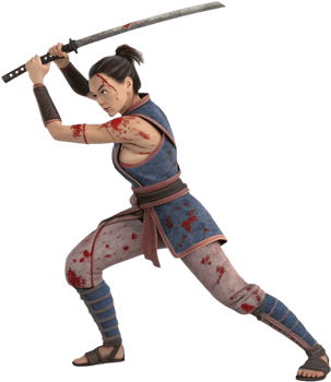 Dynamic Martial Arts Samurai Woman in Action. . png
