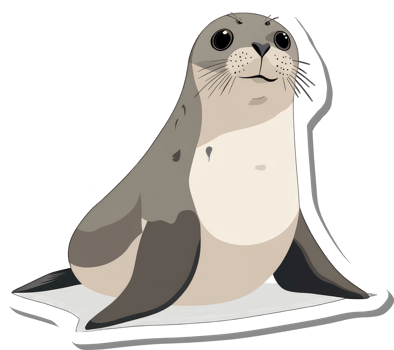 Adorable Seal Pup Sitting Calmly on White Background png