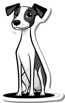 Adorable Black And White Dog Sitting Calmly png
