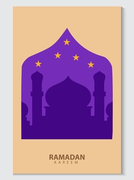 ramadan greeting card poster with mosque silhouette vector