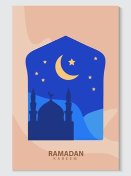 ramadan islamic holiday poster with mosque and crescent vector