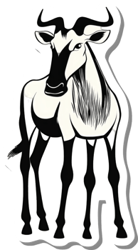 A Black And White Illustration Of A Wildebeest png