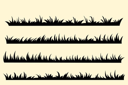 grass banner silhouette vector