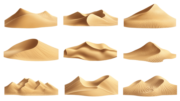 Collection of Detailed Sand Dune Illustrations png
