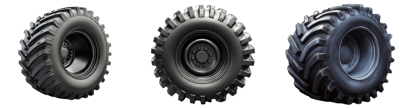 Three Large Black Off Road Vehicle Tires png